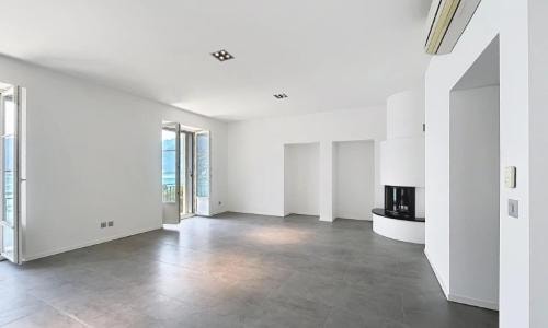 Living room with sculptural fireplace, Le National Montreux