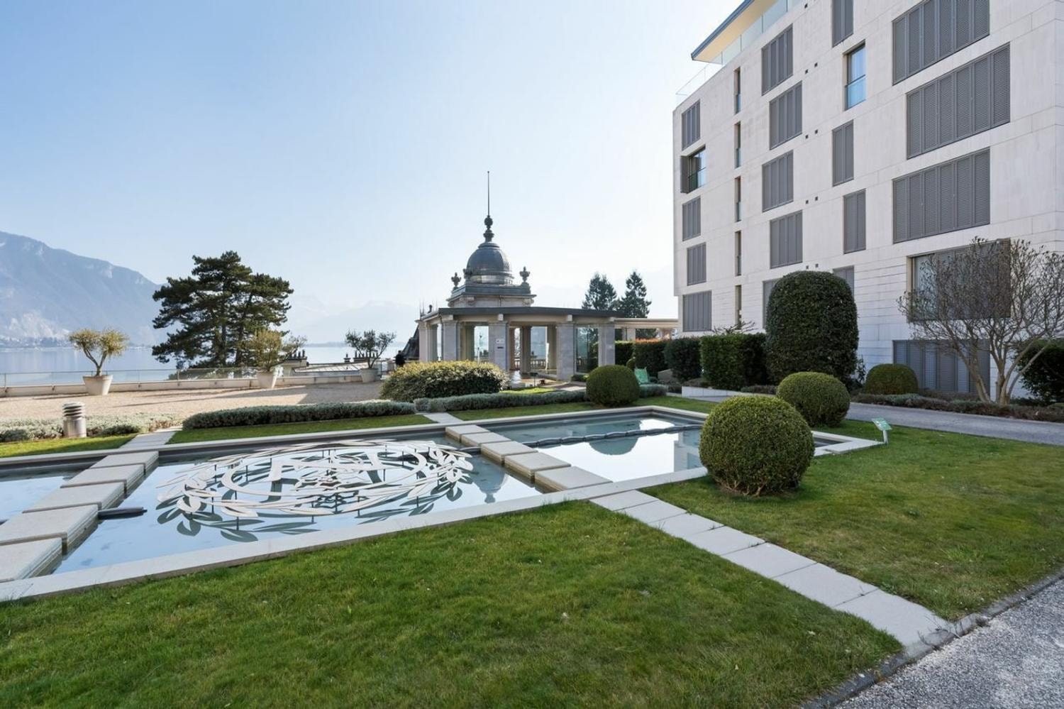 Historic pavilion and ornamental gardens, Le National residence, Montreux
