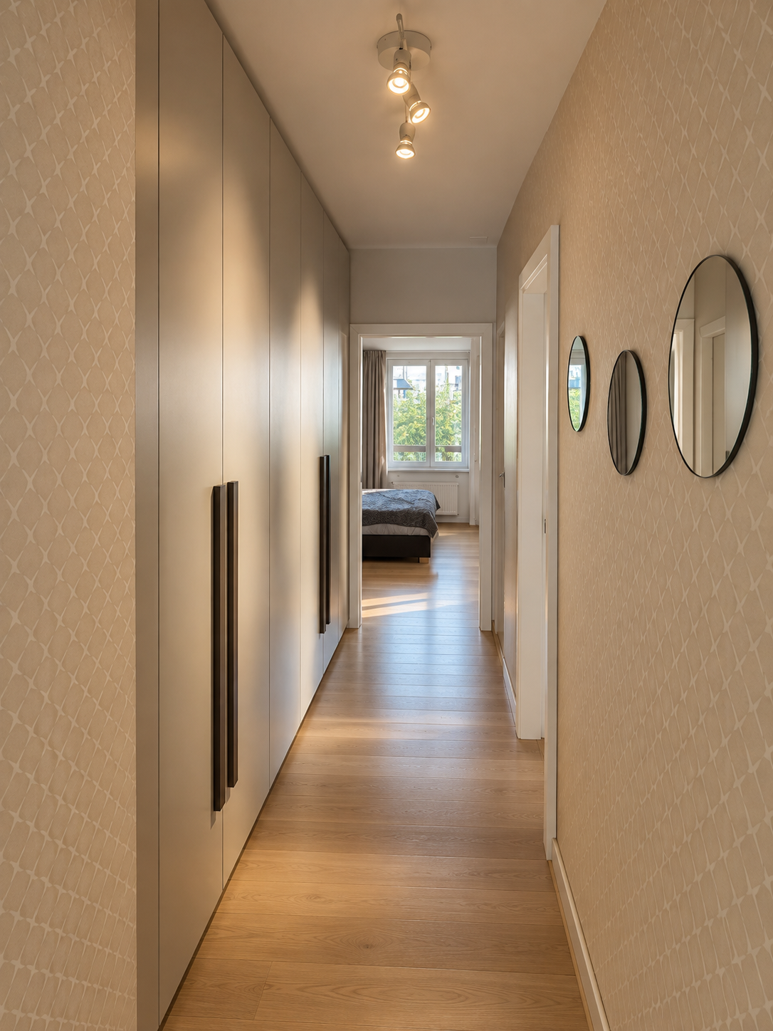 Entrance hall with extensive built-in wardrobes